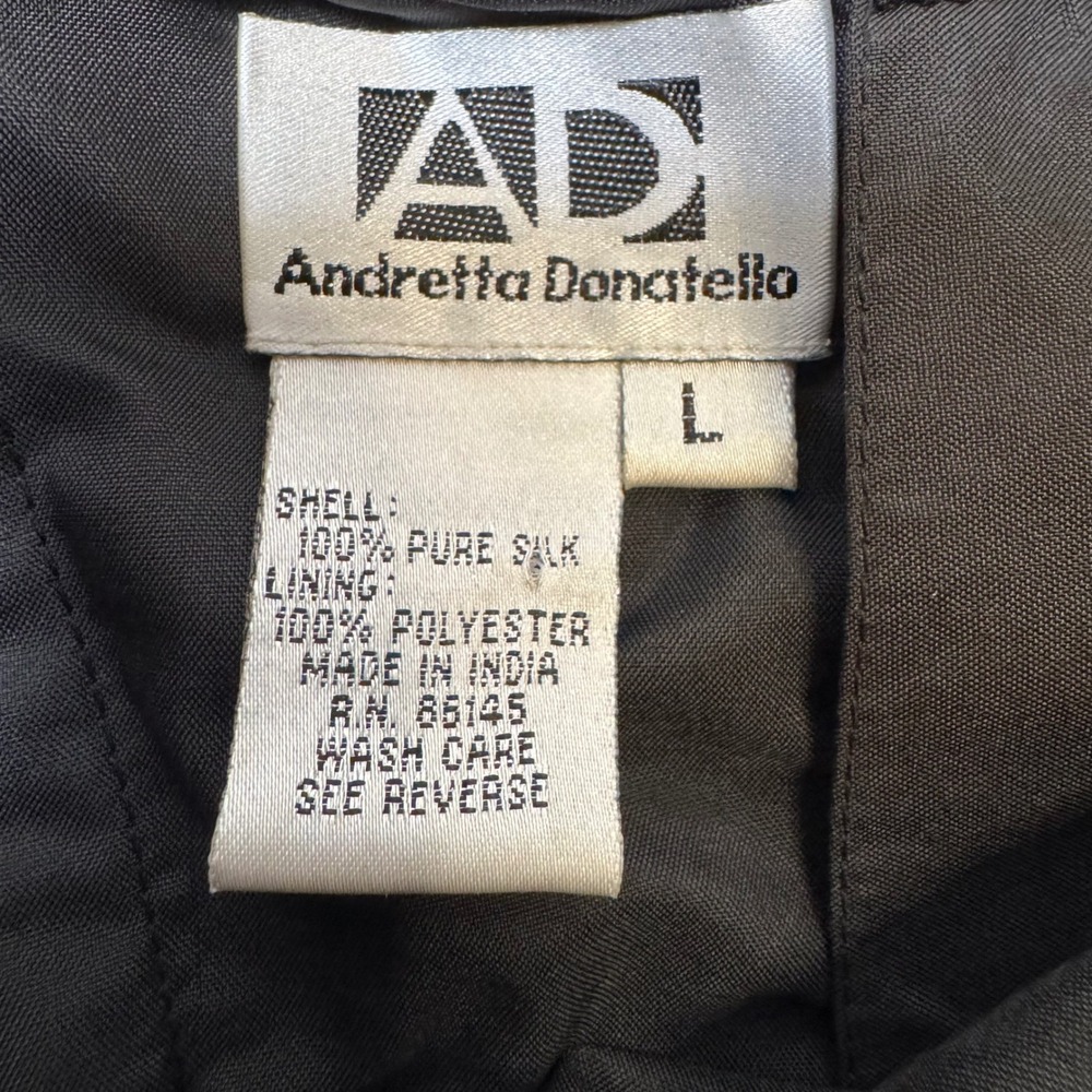 Vintage Andretta Donatello Silk Beaded Embroidered Top Black L Italian - Picture 6 of 9